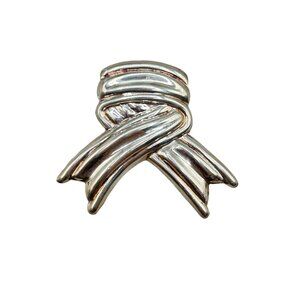 Sterling Silver 925 Ribbon Pin Brooch Awareness Ribbon Handcrafted Taxco Mexico